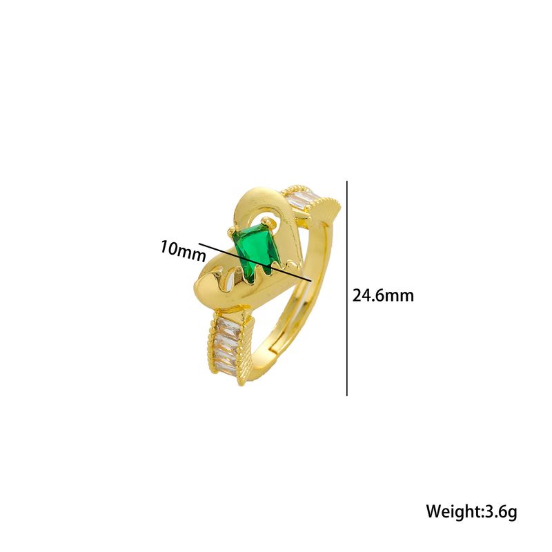 Lusso leggero, nicchia, anello a cuore con zircone super scintillante, stile Instagram da donna, design di fascia alta, anello indice aperto_voghion.com