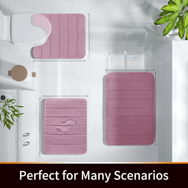 Tappetino da bagno morbido e assorbente - Tappeto da doccia antiscivolo per il pavimento del bagno (cuscino in memory foam grigio/bianco, 24"X16"), lavabile in lavatrice e ad asciugatura rapida._voghion.com