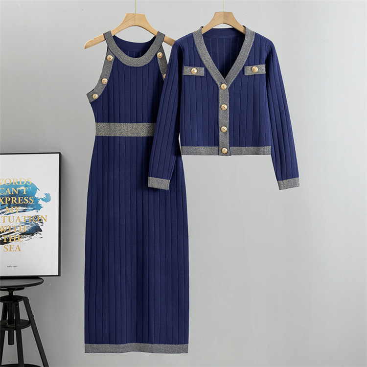 Damen héichwäerteg Stréck Kostüm schlank Mantel Rutsch Rock Zwee-Stéck Set_voghion.com