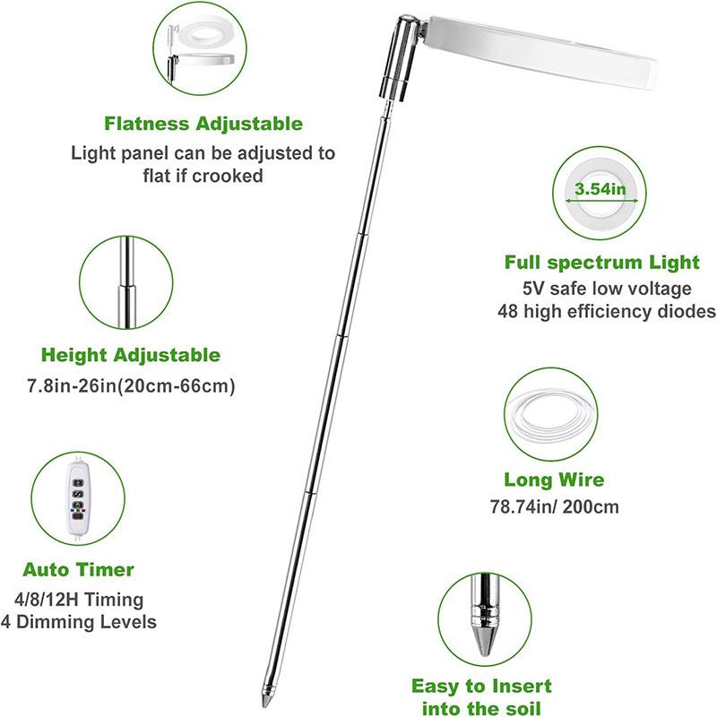 LED Telescopic Plant Light Growth Lamp Angel Ring Succulent Red And Blue Light Full Spectrum Flower Timing Plant Fill Light_voghion.com