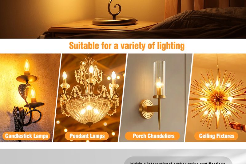 Lampadina a filamento LED C35/E12/B10 - Lampadina Edison in vetro vintage con CRI 90+, bianco caldo 2700K, dimmerabile, risparmio energetico_voghion.com