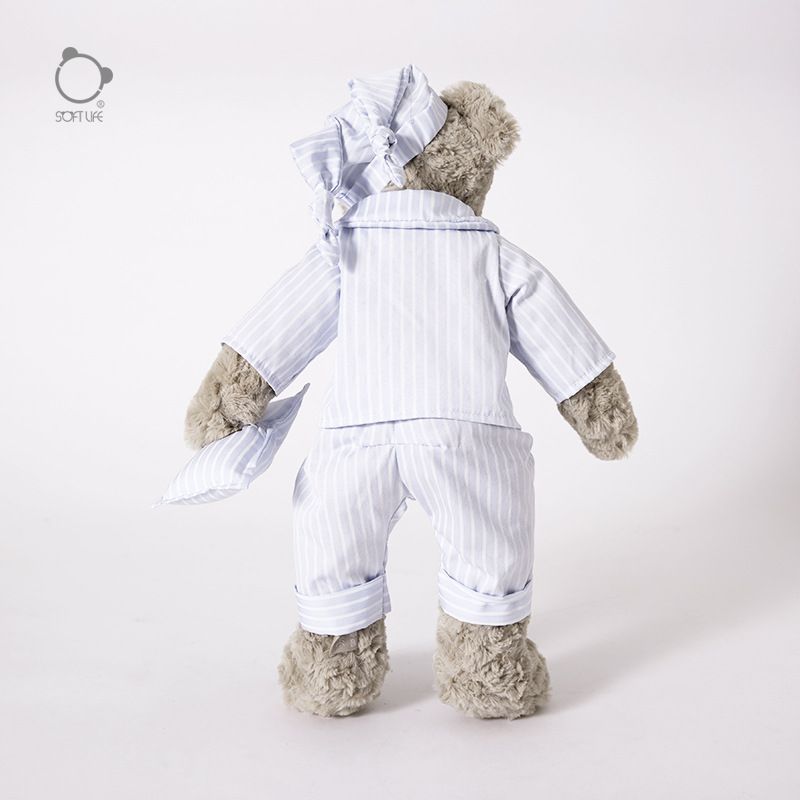 Soft Life Couple Pillow Bear Doll Gray Plush Toy Pajamas Bear Doll Girl Birthday Gift_voghion.com