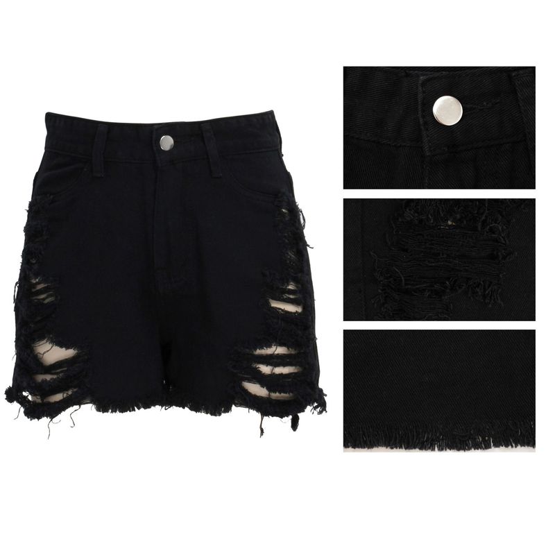 HSF2278-1 Fashion Slim Fit Versatile Washed Distressed Stretch Denim Shorts_voghion.com