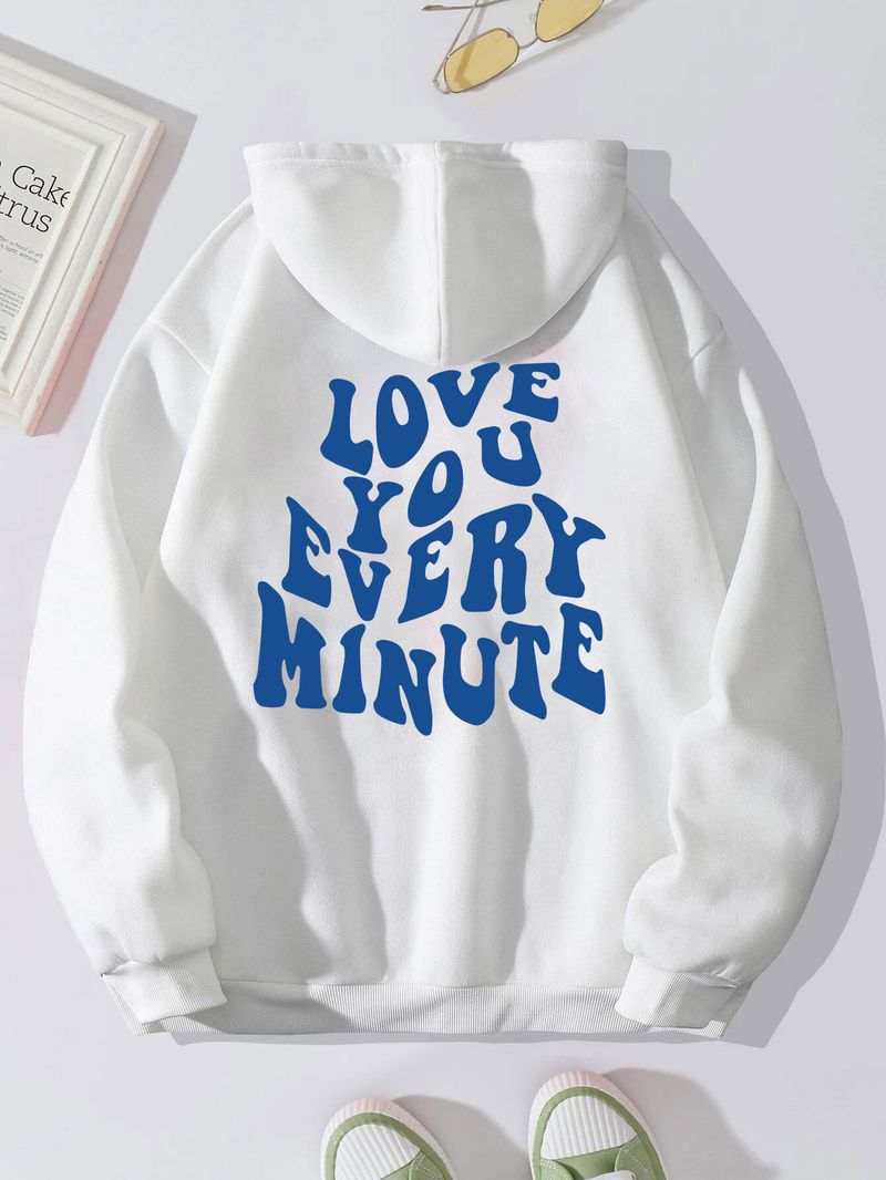 Suéter polar para hombre, sudadera con capucha con cordón y bolsillo con estampado de letras en color liso_voghion.com