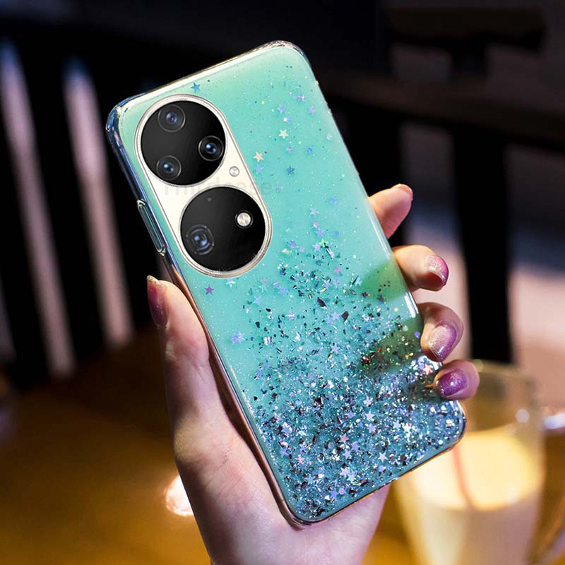 Crystal Glitter Cover fir Huawei P50 Pro P40 Lite E P20 P30 Pro Sequins Silikon Case Huawei Mate 40 Pro P30 Lite P40 Pr_voghion.com