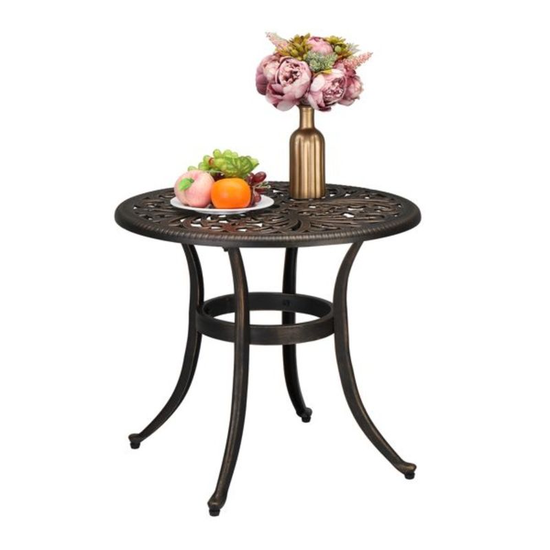 23.6inch Table Cast Round Table Aluminum Phoenix Garden Bronze_voghion.com