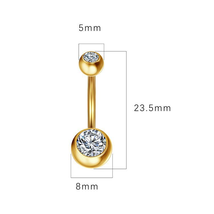 E-commerce transfrontaliero Europa e America Anello per ombelico in acciaio inossidabile con piercing in zirconia molto venduto_voghion.com