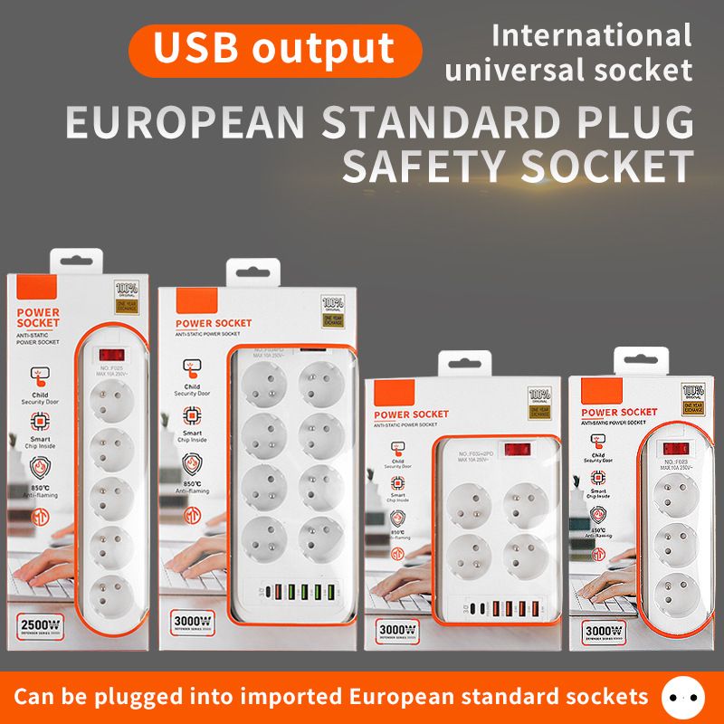 European Standard USB Plug, French Plug Board, German Drag Line Board, European Socket, CE Suitable For Foreign Trade, Cross-border Asia And Malaysia_voghion.com
