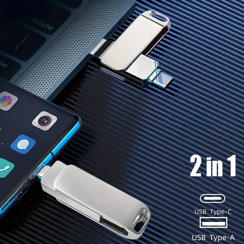 USB 3.0 Flash Drive With Type-C High-speed Data Transfer For Android, PC, Mac - Stylish Silver Design - Perfect Gift For Tech Enthusiasts_voghion.com