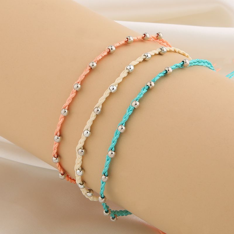 Nova corrente de pés tecida à mão com linha de cera impermeável colorida com conjunto ajustável de 3 peças_voghion.com