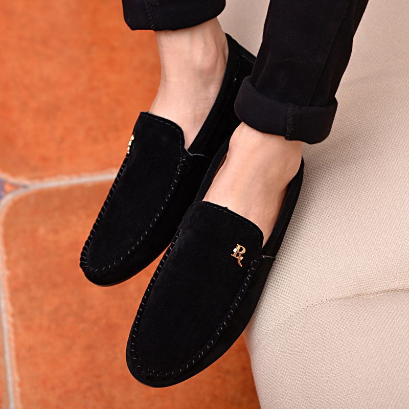 Lefu Korean Edition Trendy Men's Casual Low Top Cloth Lazy Man Fit Toe Bean Driving Shoes Anti Slip And Simple_voghion.com