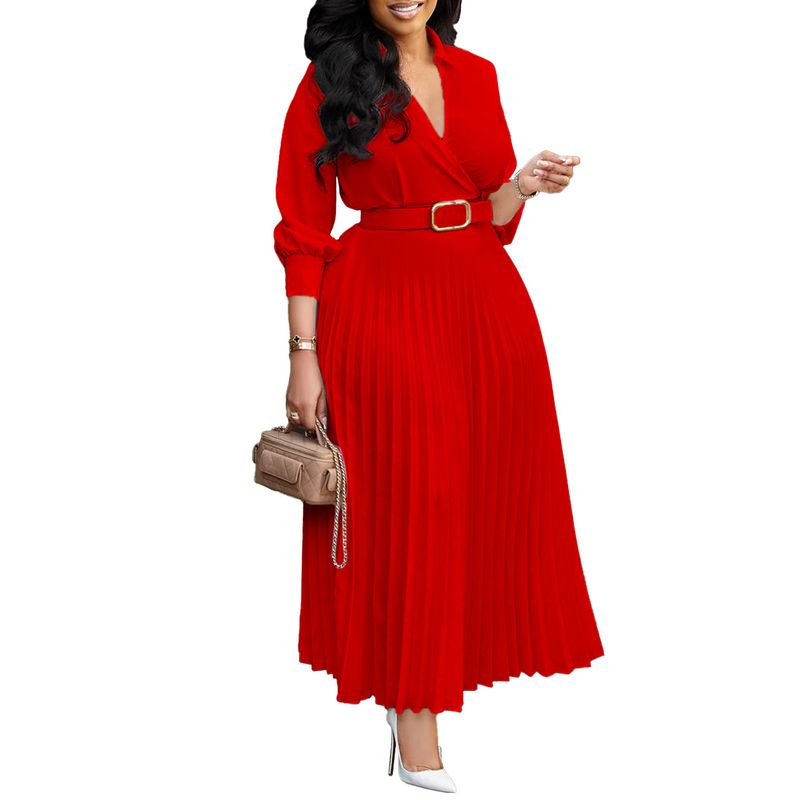 Abbigliamento donna2024 autunno nuova moda temperamento tinta unita abito di grandi dimensioni_voghion.com