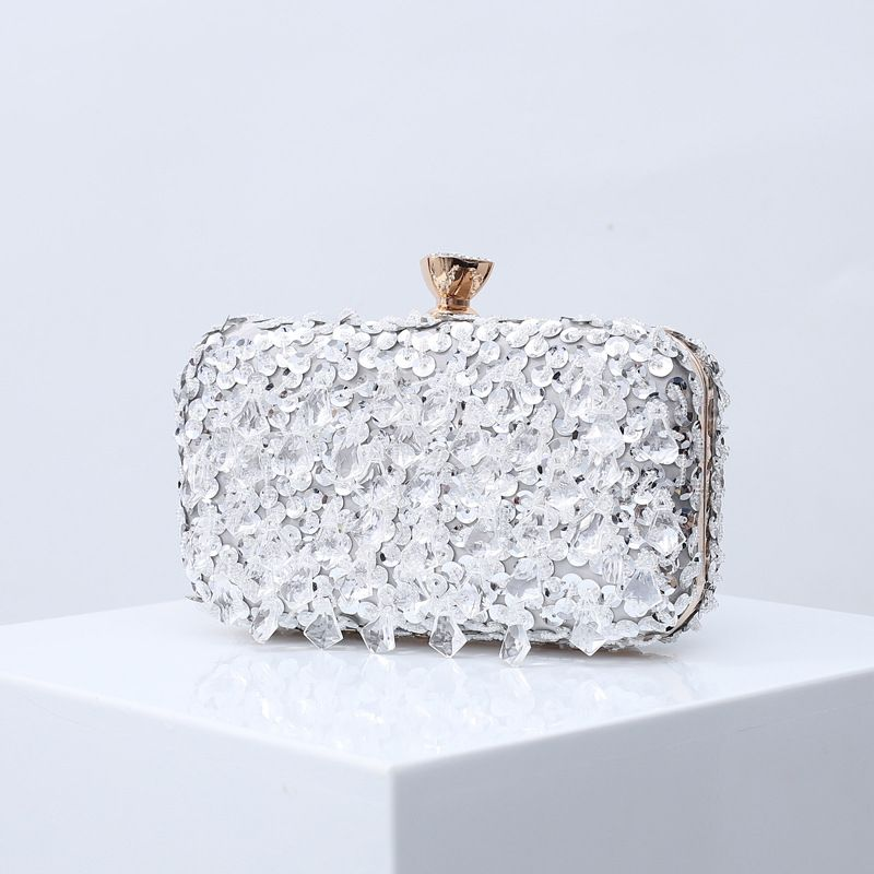 Pochette de soirée brodée pour femme, sac à main fait à la main avec pompon et perles_voghion.com