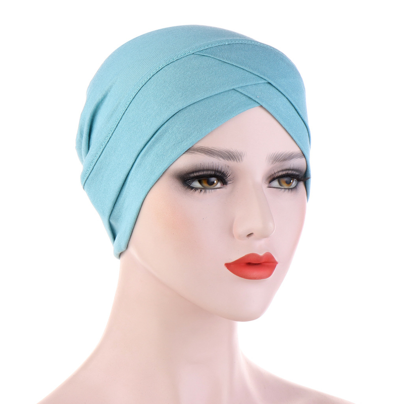 elastická tkanina mercerizovaná bavlna čelo kříž indický klobouk, který může skrýt vlasy turban klobouk se spodním dílem_voghion.com