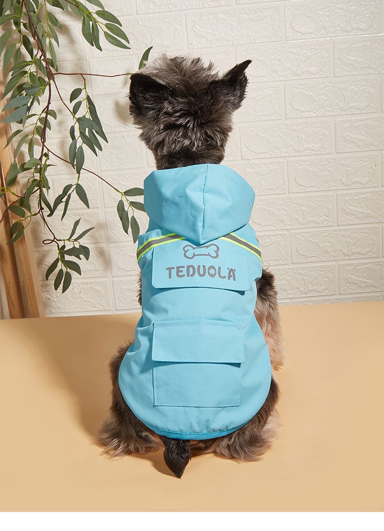 New Pet Clothing, Dog Reflective Raincoat Pocket Design, Waterproof Two Legged Clothing_voghion.com