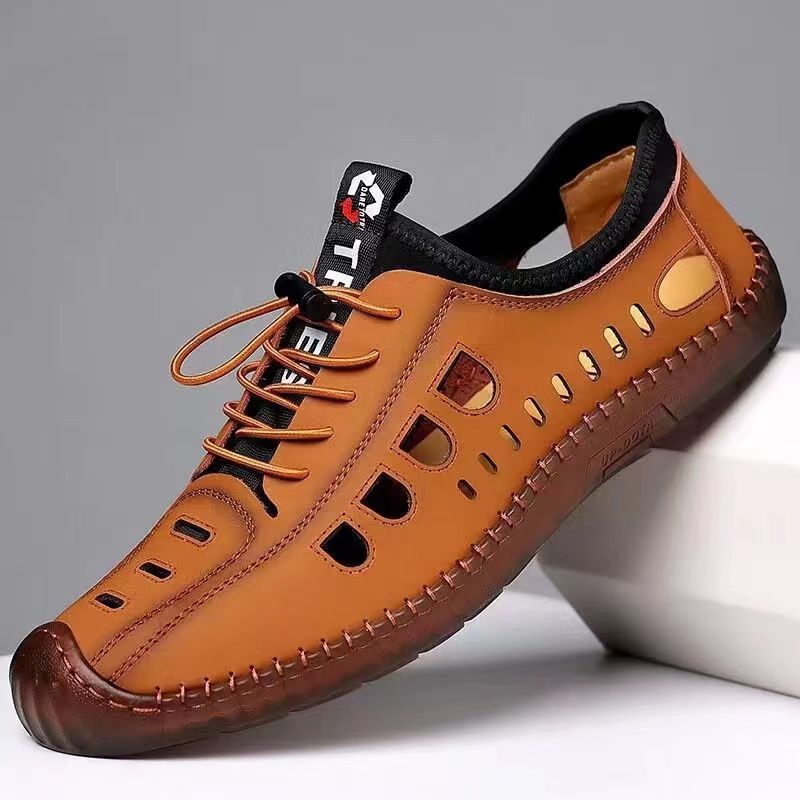 Sandalias TPR de suela suave para hombre, informales, resistentes al desgaste, hechas a mano, cómodas, transpirables y con agujeros, para verano_voghion.com