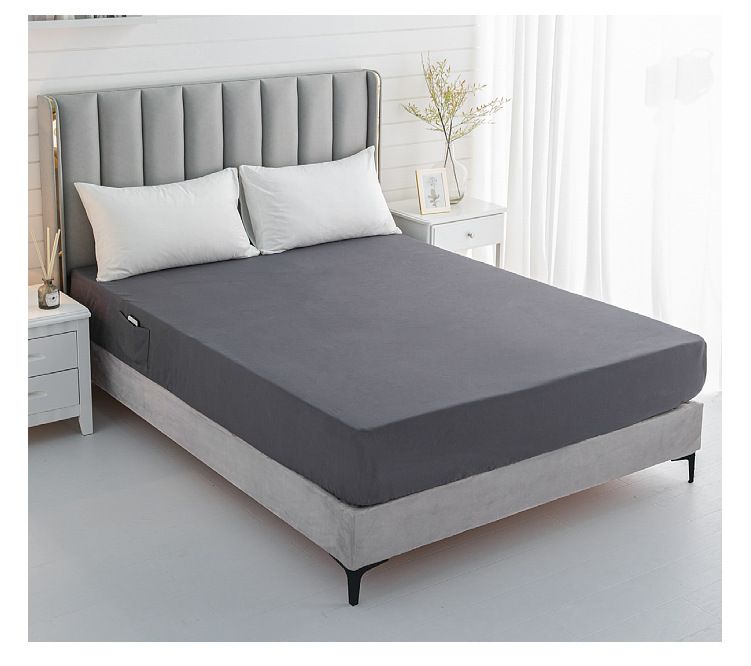 Home Garden Solid Color Sanded Pocket Bedspreads And Fitted Sheets_voghion.com