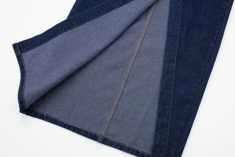 Women's solid color short denim jacket + two-color high waist slit skirt suit_voghion.com