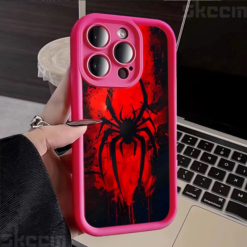 Blood Spider Pattern Design Silicone Soft Phone Case For IPhone 16 Pro Max 15 14 13 12 11 7 8 Plus X XR XS Lens Protection Cover_voghion.com