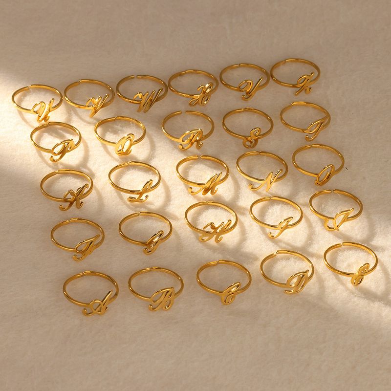 Anelli iniziali pronti in magazzino per le donne in acciaio inossidabile color oro con lettera dalla A alla Z, anello regolabile, gioielli di moda per matrimonio estetico, regalo BFF_voghion.com
