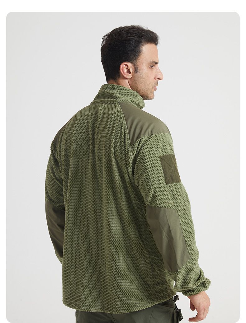 Football Grid Outdoor Sports Stand Collar Fleece Tactical Warm Coat Men's Softshell Jacket Inner Liner Camping Use_voghion.com
