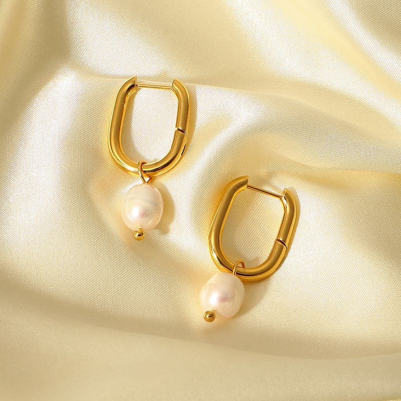 Nuovo influencer INS con lo stesso orecchino di perle d'acqua dolce, gioielli pendenti alla moda e semplici per le donne_voghion.com