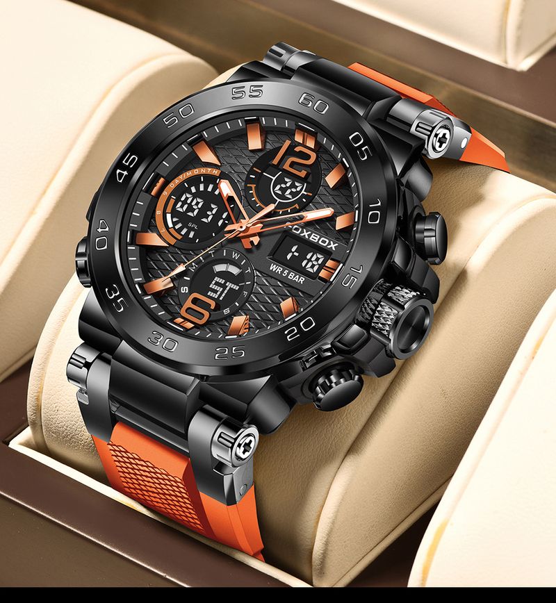 Nuevo reloj electrónico multifuncional con doble pantalla, moderno reloj de cuarzo luminoso con esfera grande para estudiantes y deportes._voghion.com