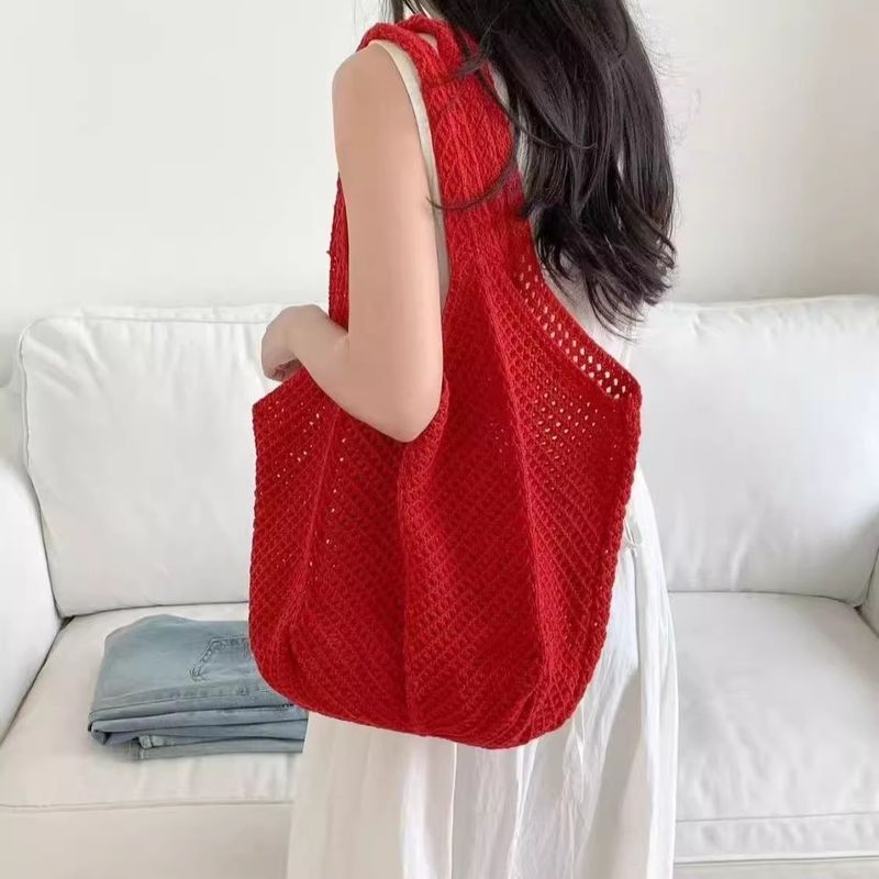 Borsa a tracolla intrecciata di grande capacità per donna, borsa a tracolla da pendolare, nuova tendenza estiva coreana, borsa lavorata a maglia per le vacanze_voghion.com