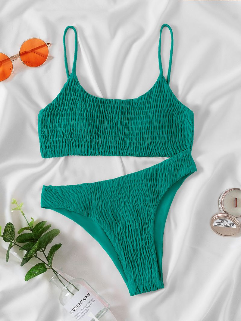 Costume da bagno caldo da donna, bikini sexy a triangolo plissettato _voghion.com