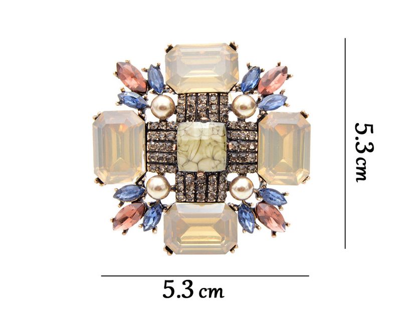 Classic Square Geometric Rhinestone Brooch Fashion Women's Coat Pin Accessory Corsage_voghion.com