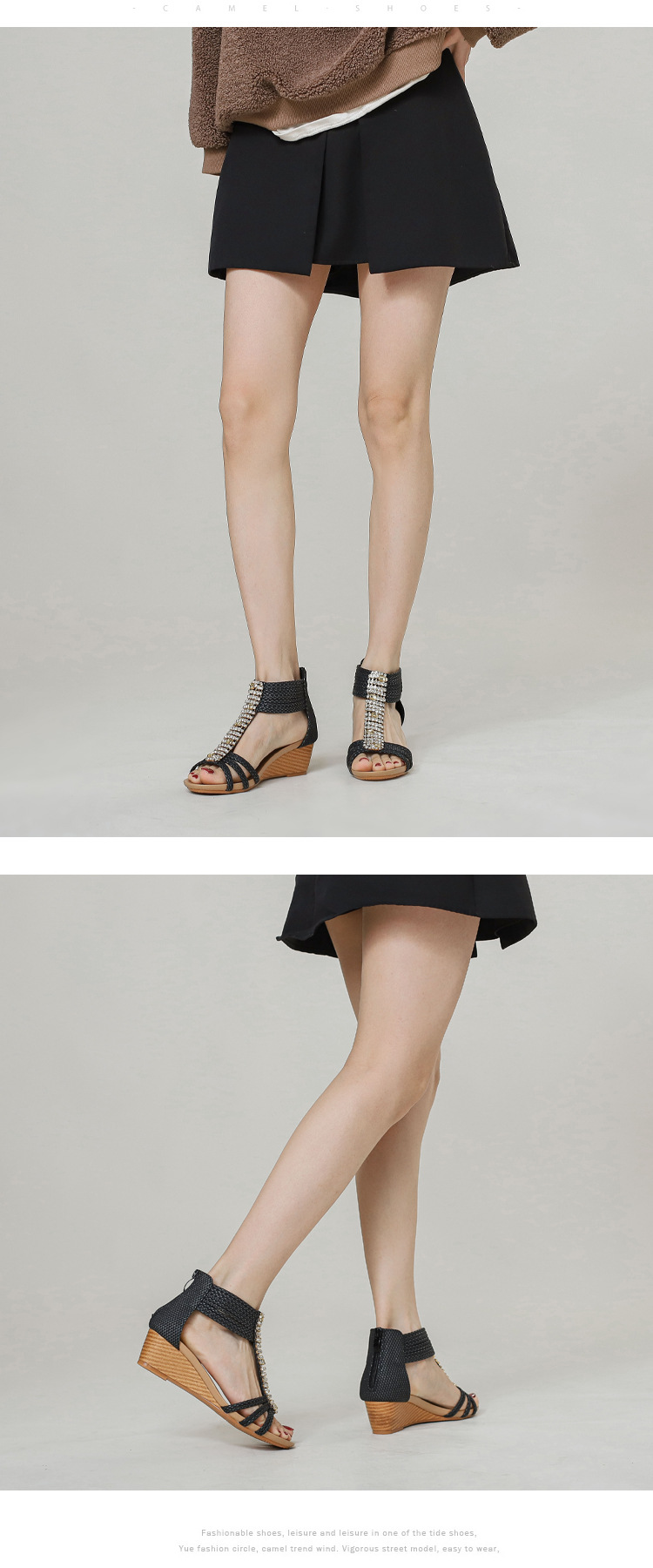 Sandali Capispalla da donna Scarpe romane antiscivolo con strass etnici bohémien_voghion.com