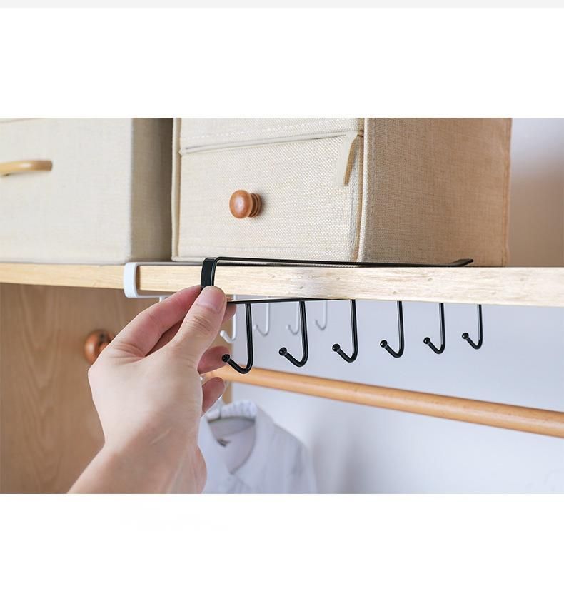 Storage Hanging Rack Home Door Kitchen Iron Art Cabinet Multi-functional Wardrobe Organizer No Trace Nail-free Hook_voghion.com