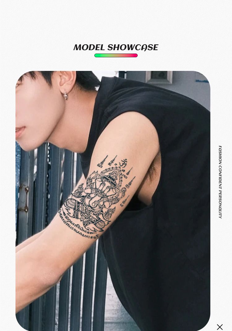 Sanskrit & Tibetan Temporary Tattoo Stickers – Waterproof Fake Tattoos For Arms & Belly, Realistic Semi-Permanent Design, Luxury Boho Style_voghion.com