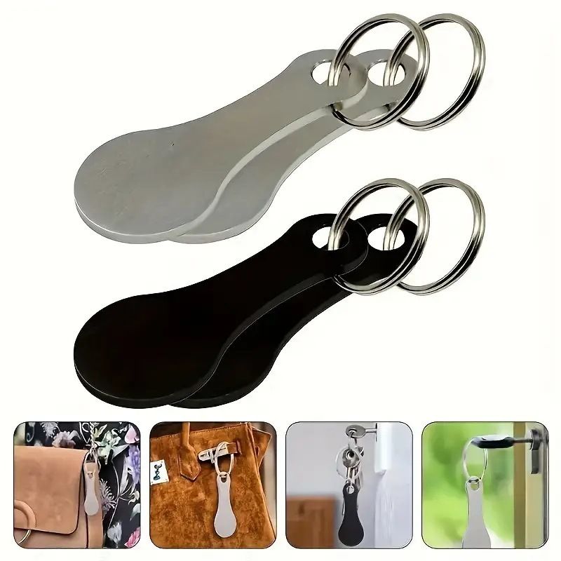 Metal Shopping Cart Token Keychain – Modern & Durable Keyring For Supermarket Trolleys (Black/Silver, Model MG0013)_voghion.com