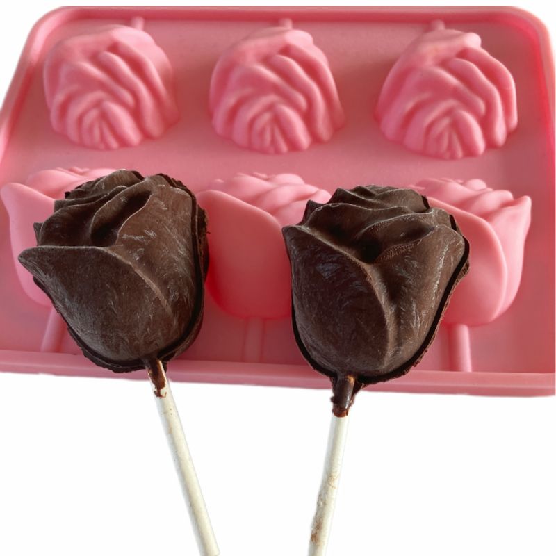 Lot de 2 moules en silicone antiadhésifs en forme de rose 3D pour la cuisson de gâteaux et de desserts, résistants aux hautes températures, décorations de chocolat pour la Saint-Valentin_voghion.com