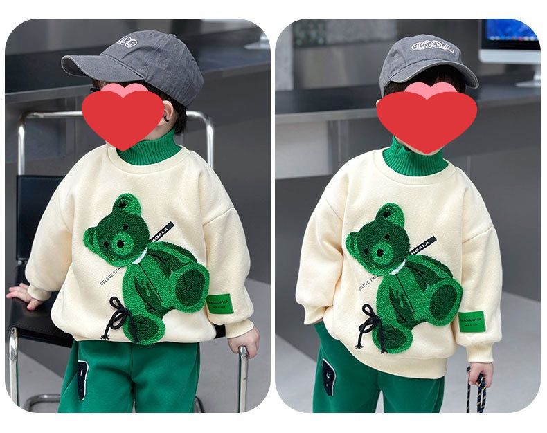 Bērnu apģērbs zēniem multfilmas sporta krekls ar apkakli sporta bikses divdaļīgs uzvalks rudens un ziemas jauns korejiešu stila jauks mazu bērnu uzvalku tendence_voghion.com