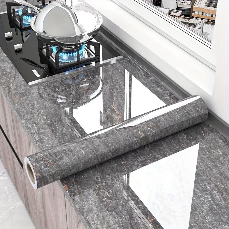 Kitchen Countertop Oil-proof Waterproof Gray Renovation Decoration Removable Marble Sticker_voghion.com