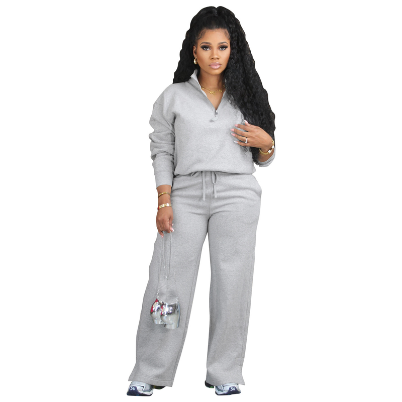 AL258 Felpa da donna in due pezzi, foderata in pile, spessa, sportiva, ampia, taglie forti, invernale_voghion.com