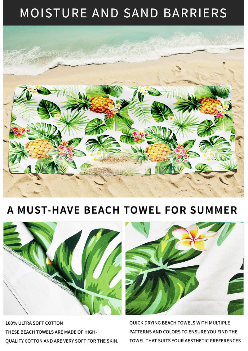 Asciugamano da spiaggia con stampa di frutta tropicale - Microfibra ultra morbida con flanella bifacciale (a rapida asciugatura, super assorbente, per vacanze in piscina e viaggi)_voghion.com