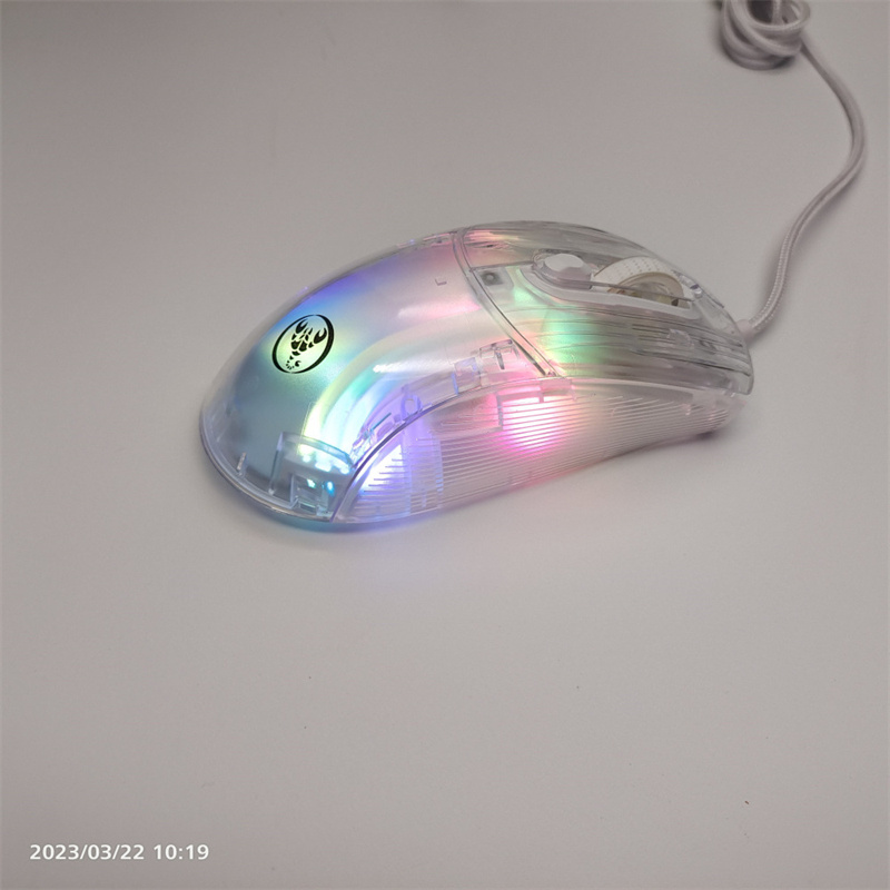 X New Arrival Wired Transparent Game Mou RGB-ljuseffekt USB-gränssnittshastighet DPI-nyckel Custom ro Pro P_voghion.com