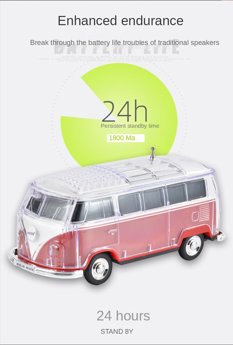 Weihnachten WS-267BT Bunte Bluetooth Auto Form Mini Bus Lautsprecher Sound Box MP3 + + U Disk + TF + FM + LED 7 farbe Funktion_voghion.com