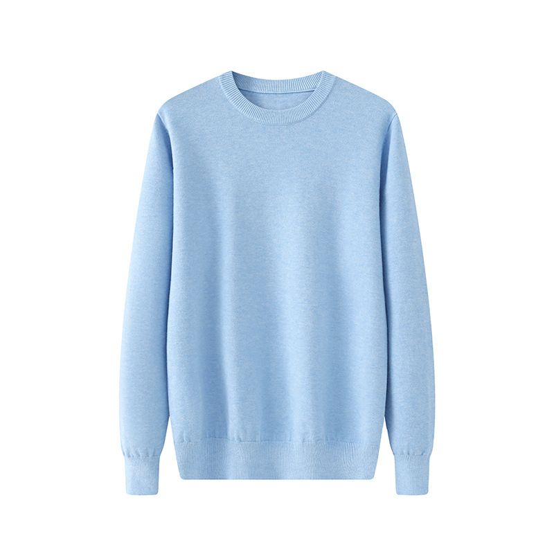 Autumn winter new solid color business casual round neck pullover base men's loose and warm plus size knitted sweater_voghion.com