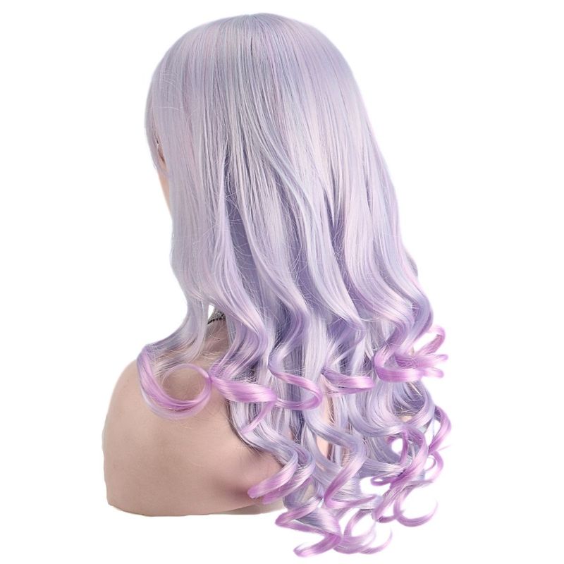 Anxin Neues Produkt, lange, violette, lockige Cosplay-Perücken aus Kunsthaar für den täglichen Gebrauch oder für Halloween-Partys_voghion.com