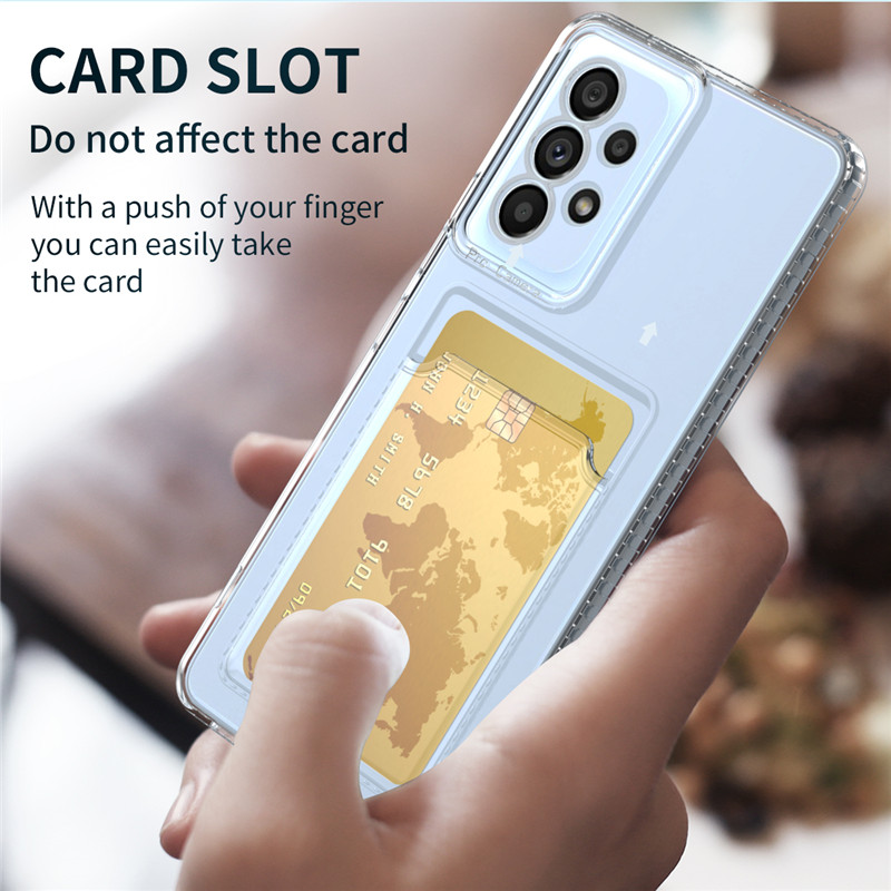 Transparent Card Bag Holder Clear Phone Case For Samsung Galaxy S21 S22 S23 Plus Note8 Note9 Note10 Note20 Ultra Soft TPU Shockproof Back Cover_voghion.com