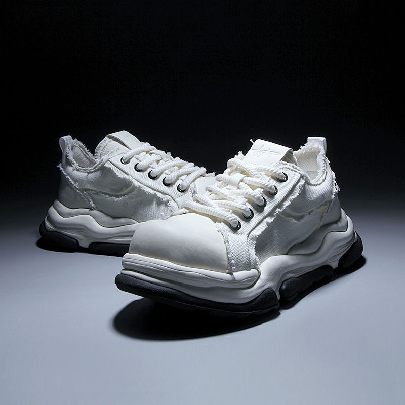 Zees Zees Zees European Style Spring New Thick Sole Fashion Personality Niche Versatile Casual Canvas Men's Big Toe Shoes_voghion.com