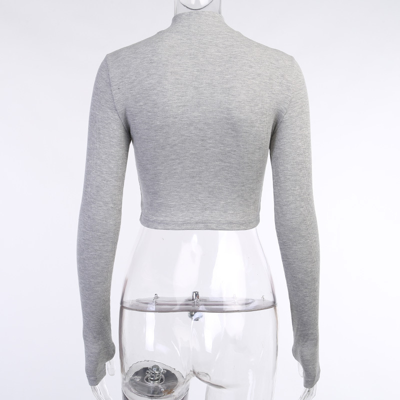 Women's solid color long sleeve T-shirt_voghion.com