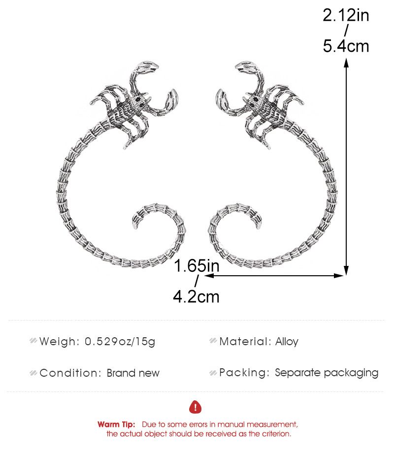 Gothic Dark Scorpion Ohrclips Punk Hip Hop Kreatives Simulationsdesign Skorpion-Ohrknochenclip Cross Border Ohrringe_voghion.com