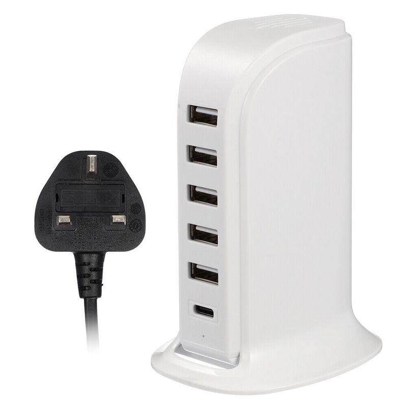 5Ports Ladestation USB Desktop Ladegerät Schnelle Turm Power Adapter Wand HUB_voghion.com