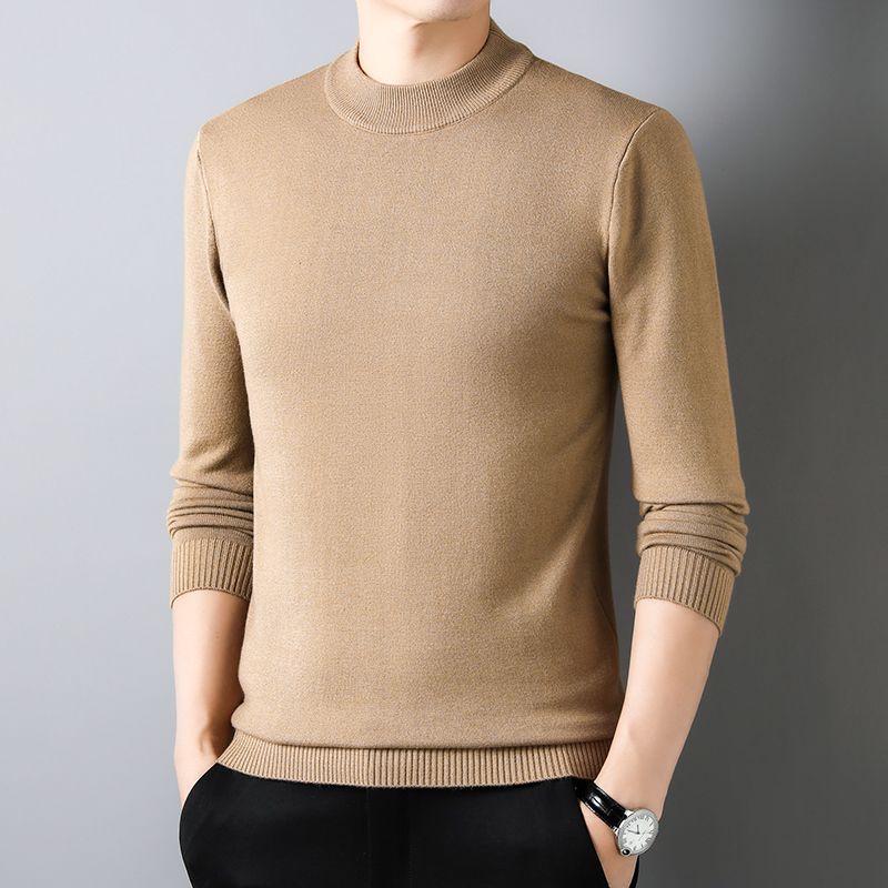 Halve Rollkragen Strickwaren Pullover Neue Herbst/Winter Mock Neck Sweatshirts Einfarbig Pullover Mann Marke Casual Heren Kleidung_voghion.com