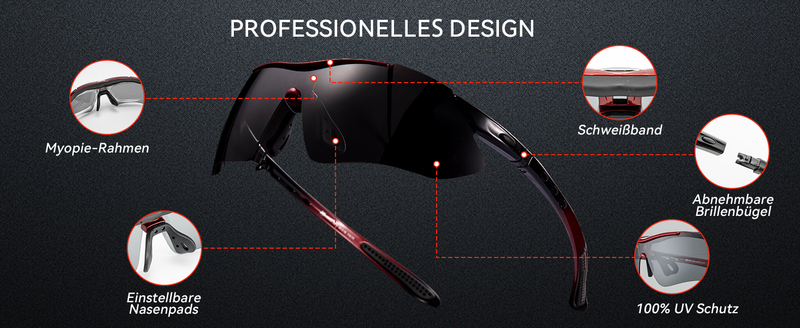 ROCKBROS Lunettes de cyclisme Lunettes de sport Lunettes polarisées Lunettes de soleil UV400 4 couleurs_voghion.com